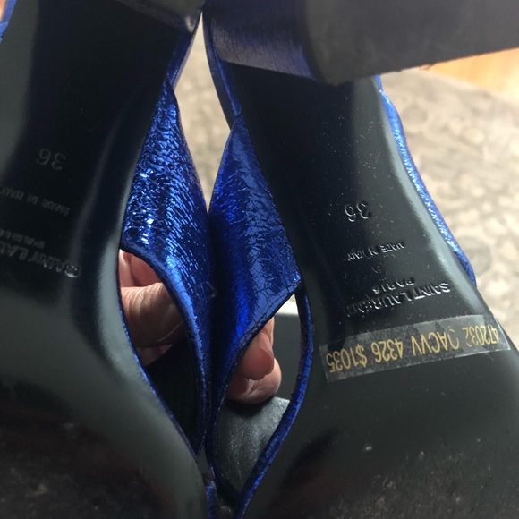 YAL LOULOU 95 SLIDE SANDAL METALLIC FOIL BLUE - Picture 5 of 11